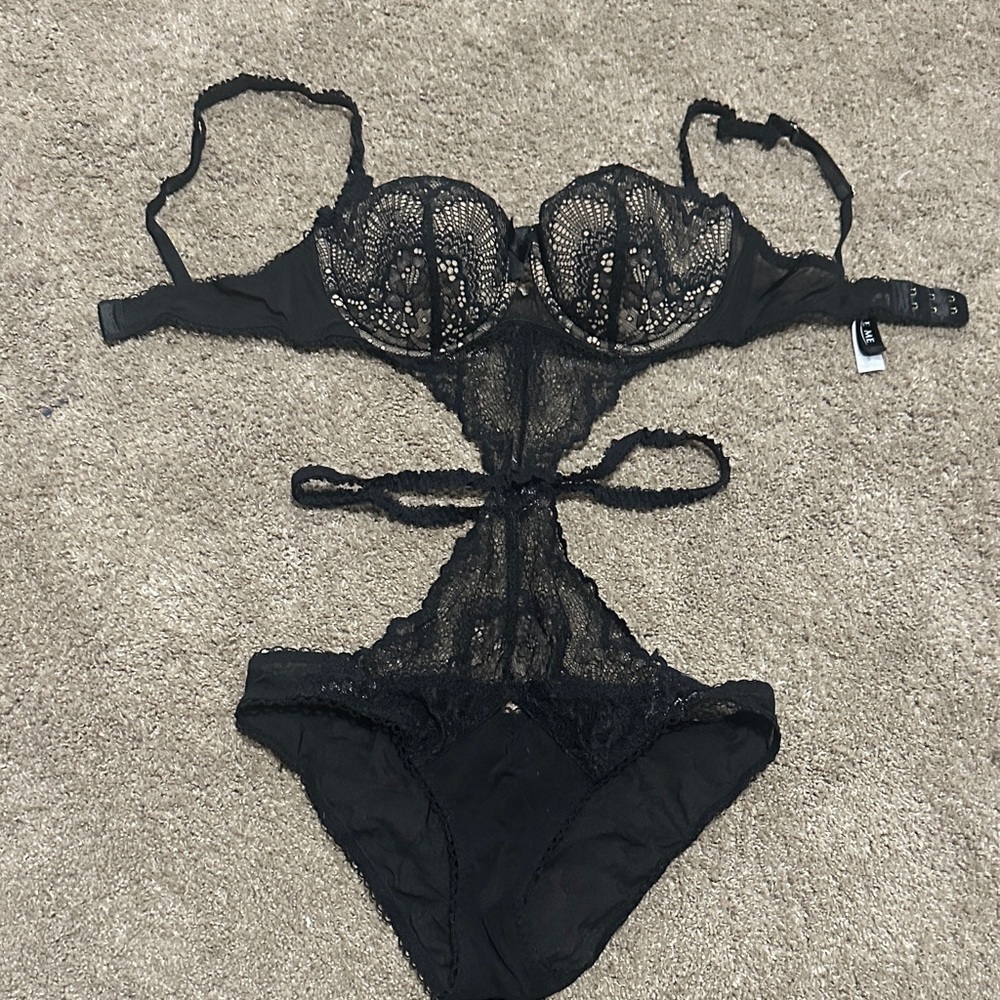 Black Lace Bodysuit Lingerie -